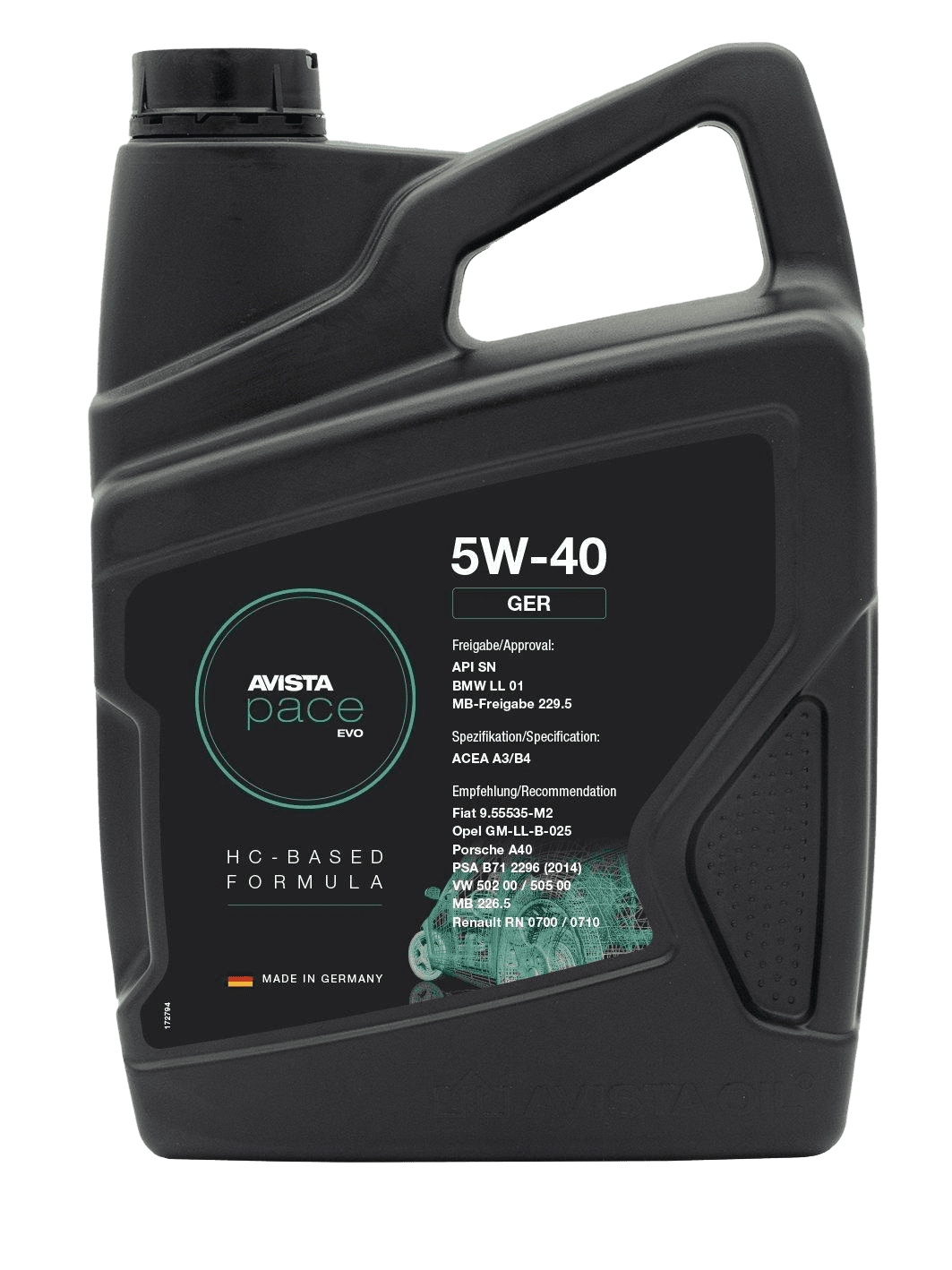 Моторное масло AVISTA PACE EVO GER 5W-40, 5л